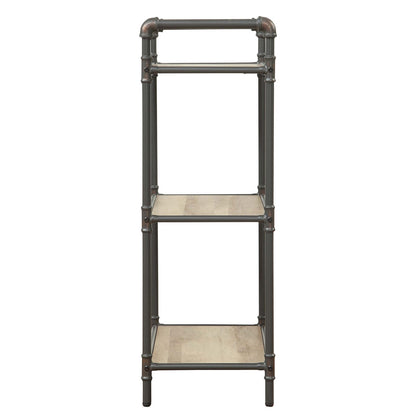Antique Oak & Sandy Grey 3-Tier Bookcase - Industrial Style Shelving Unit
