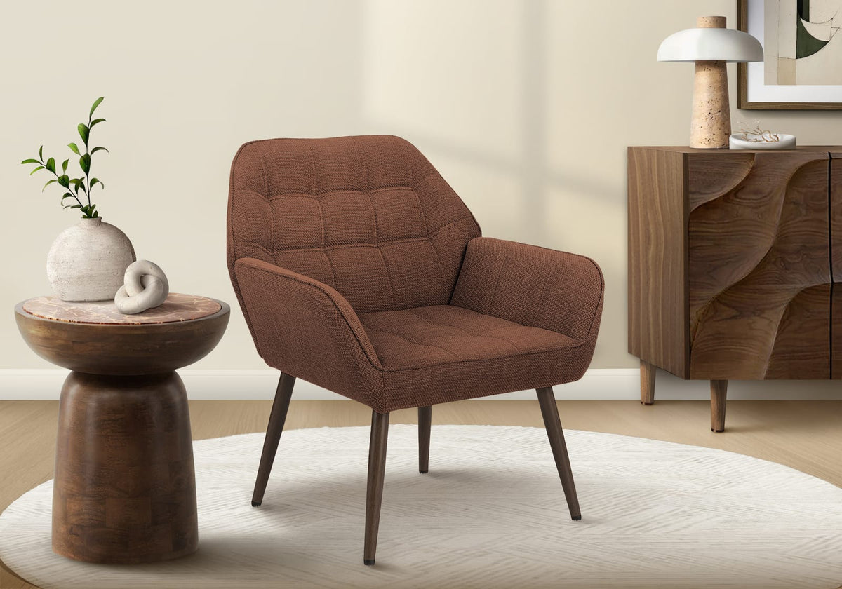 Red Polyester Accent Chair - 29" High Walnut Legs for Living Room