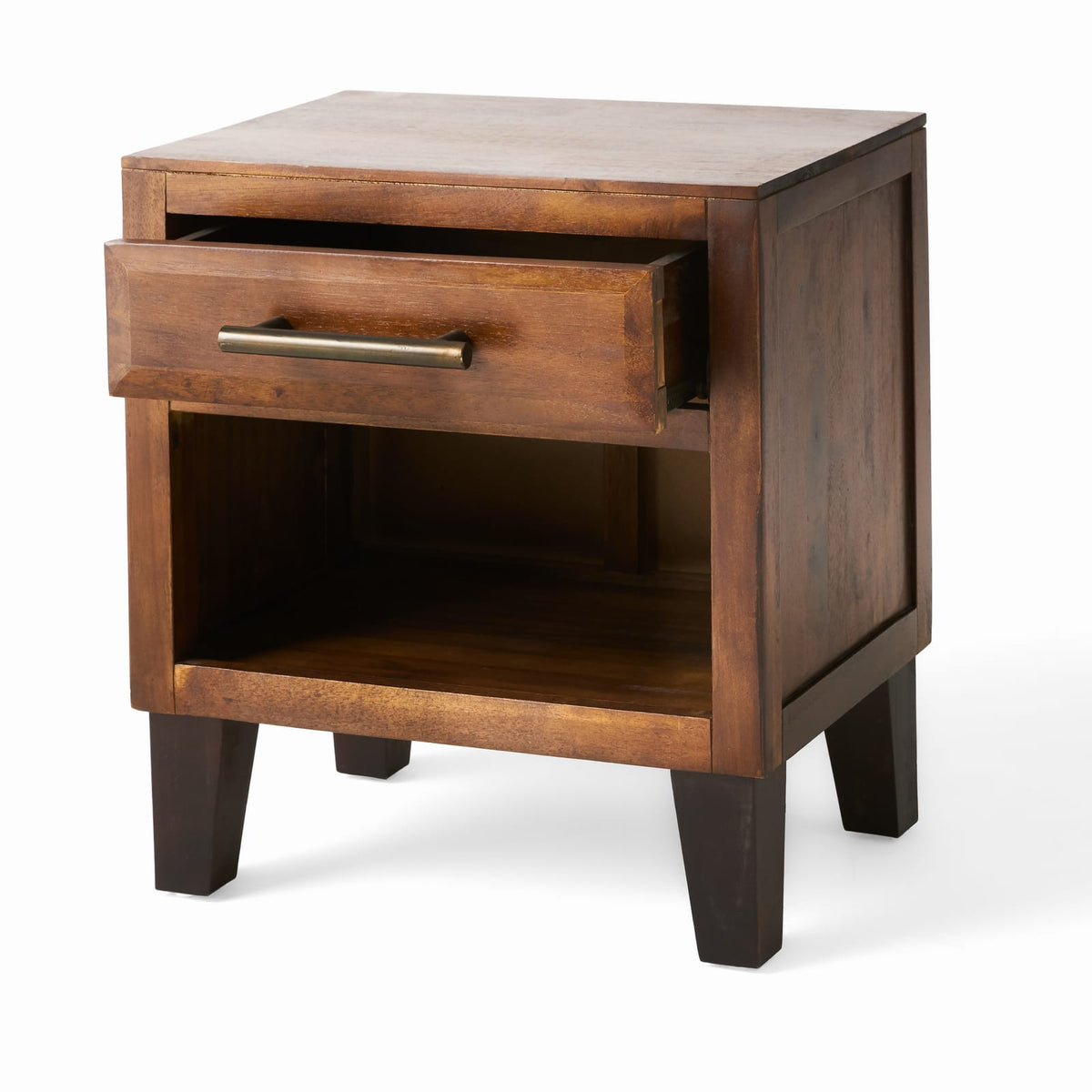 Acacia Wood Nightstand - 20" Brown Bedroom Table for Living Room