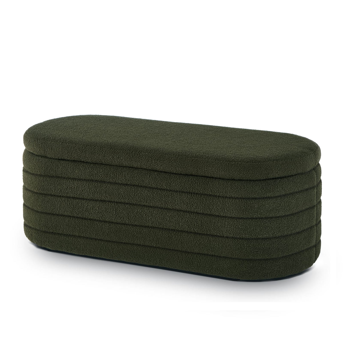 Dark Green Storage Ottoman Bench - Hidden Storage & Comfort