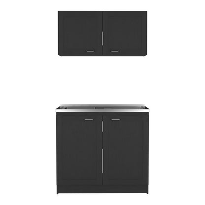 Black Particle Board Dining Room Kitchen Storage Set