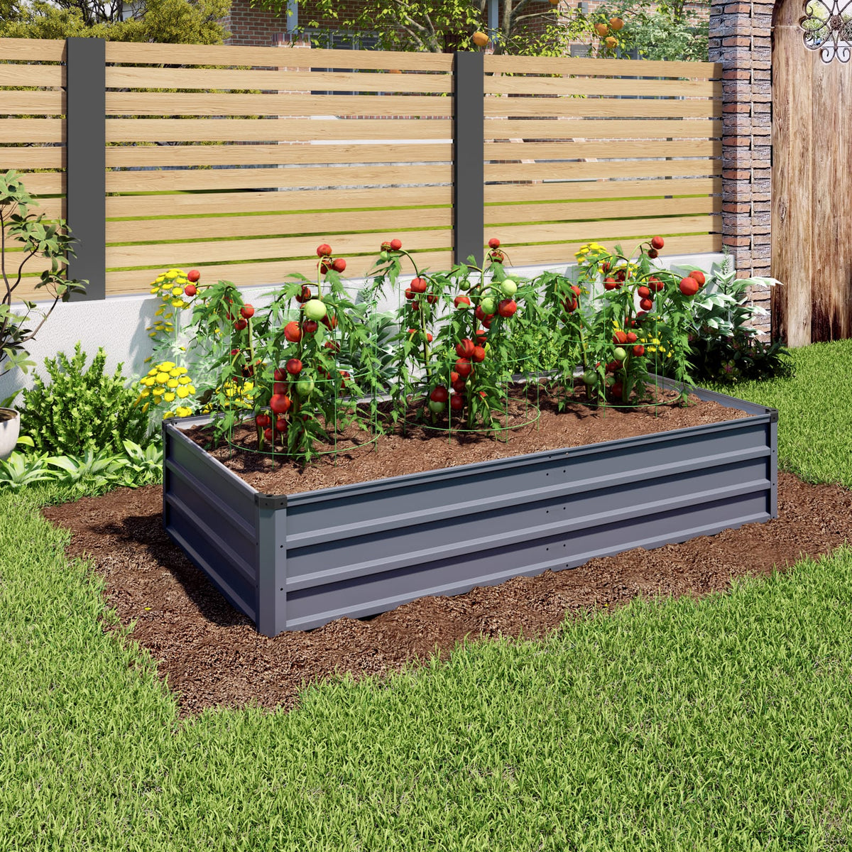 Grey Metal Garden Bed - 70.9 x 35.5 Inches