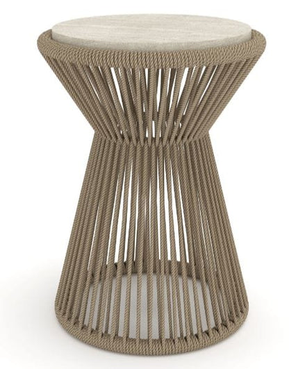 Beige Rope Accent Table with Cylindrical Design for Living Spaces for Living Room
