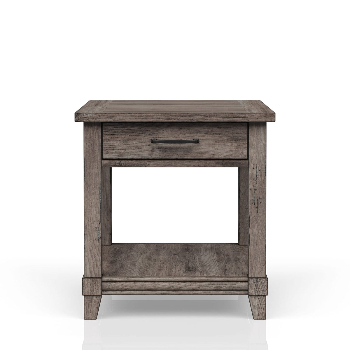 Gray Solid Wood End Table with Storage - 26" x 24"