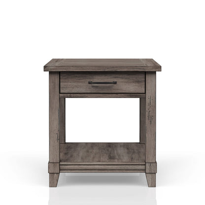 Gray Solid Wood End Table with Storage - 26" x 24"