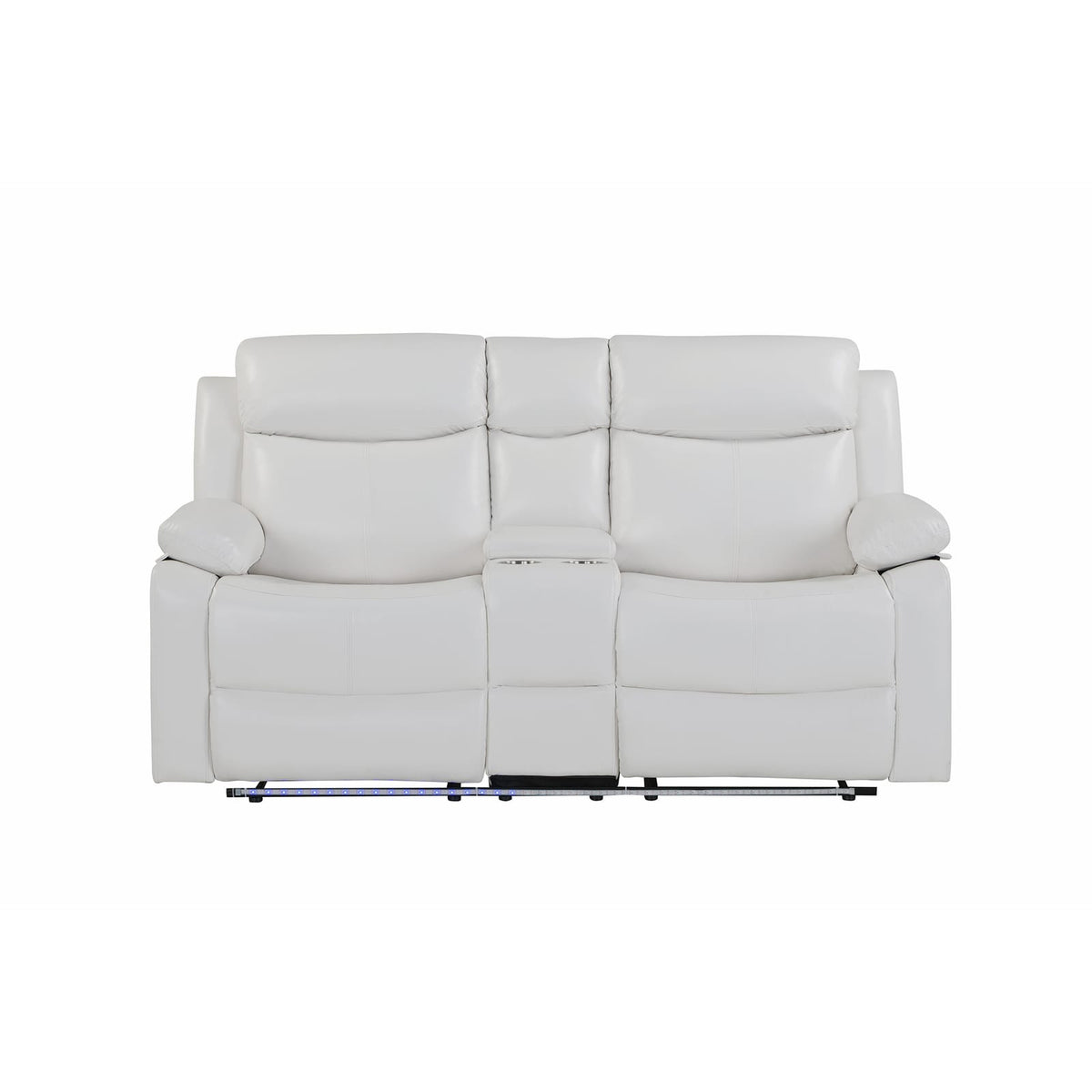 Blanche White 2PC Reclining Sofa and Loveseat with LED Lights and Speaker