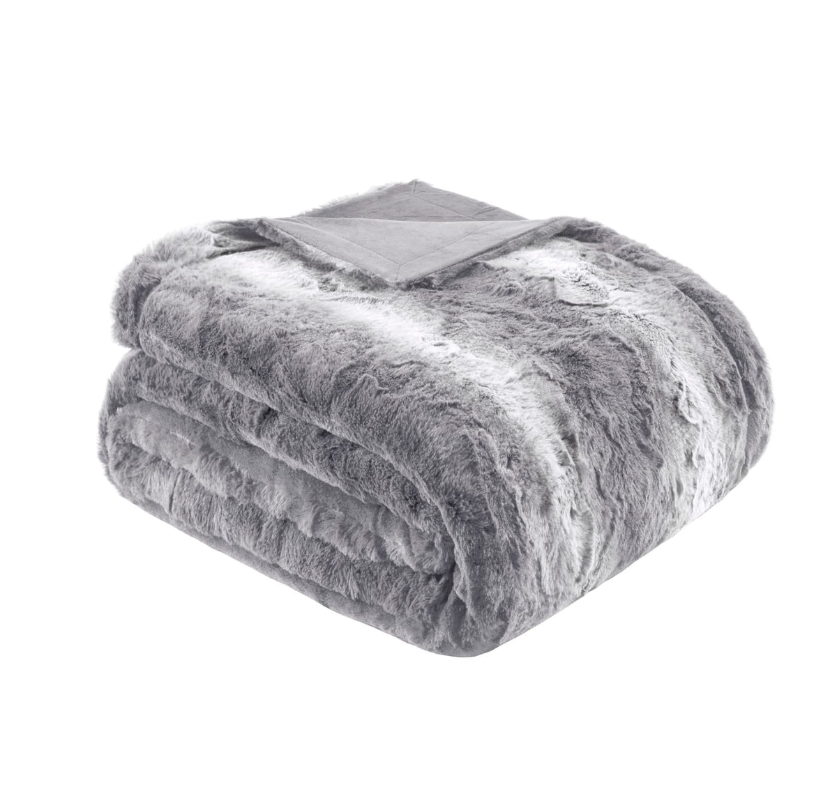 Grey Faux Fur Throw Blanket 50x60 Inches