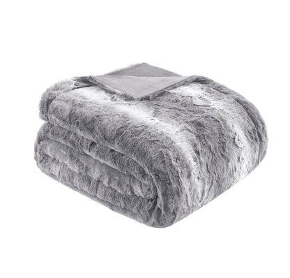 Grey Faux Fur Throw Blanket 50x60 Inches