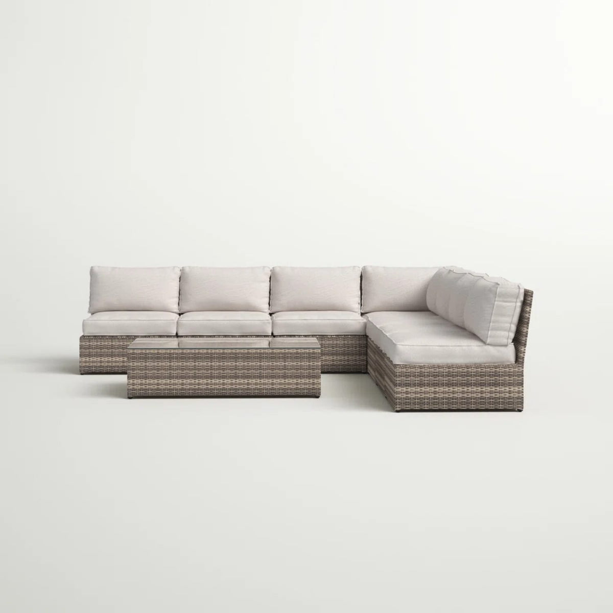6-Piece Wicker Patio Seating Group - Grey Mix, Weather Resistant
