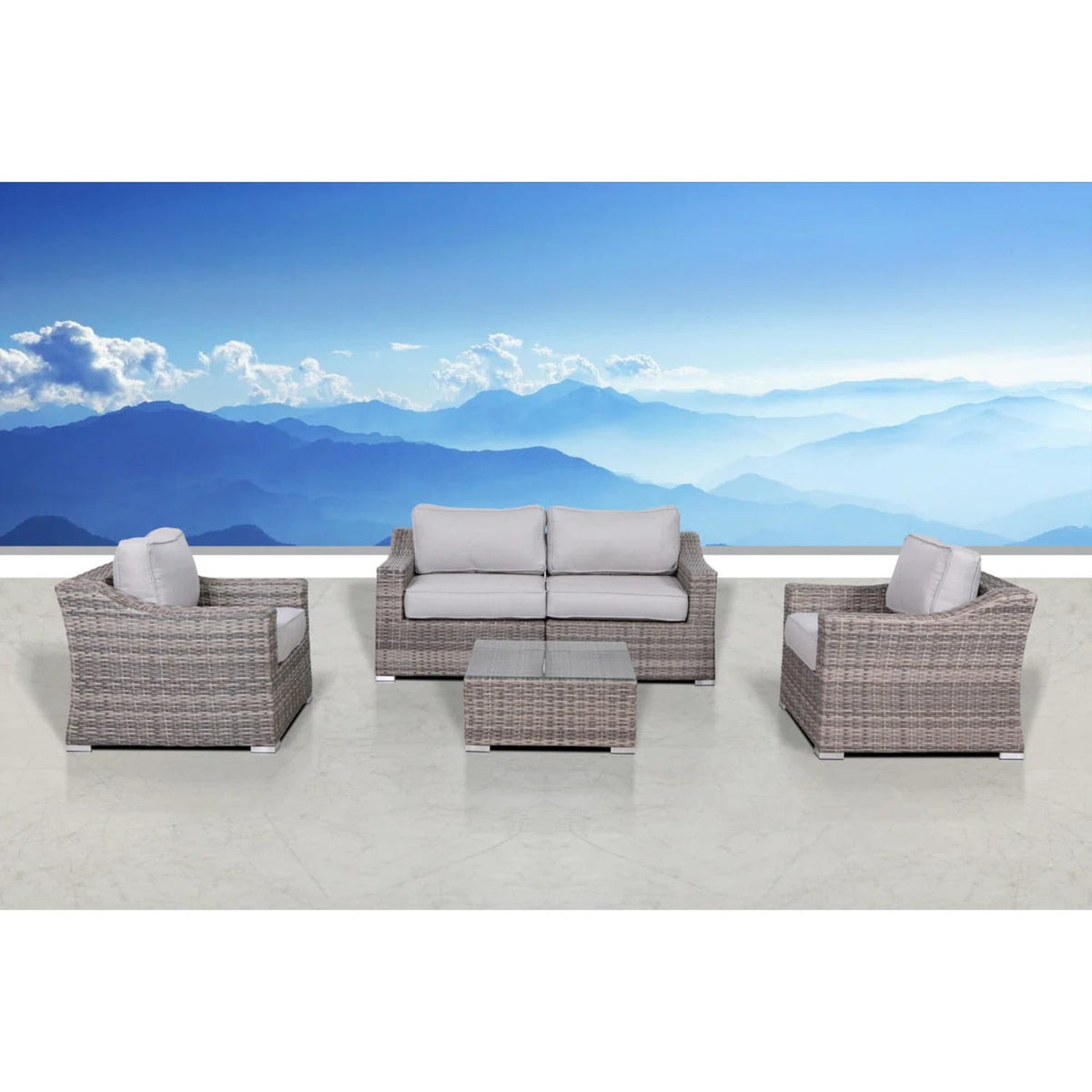 Modern Grey Mix Wicker Outdoor Sectional Patio Set with Cushions