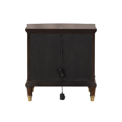 Modern Cherry End Table - Gold Legs & Tray