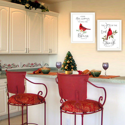 Wood & Paper Framed Wall Art - Cardinals Red White Bedroom Decor