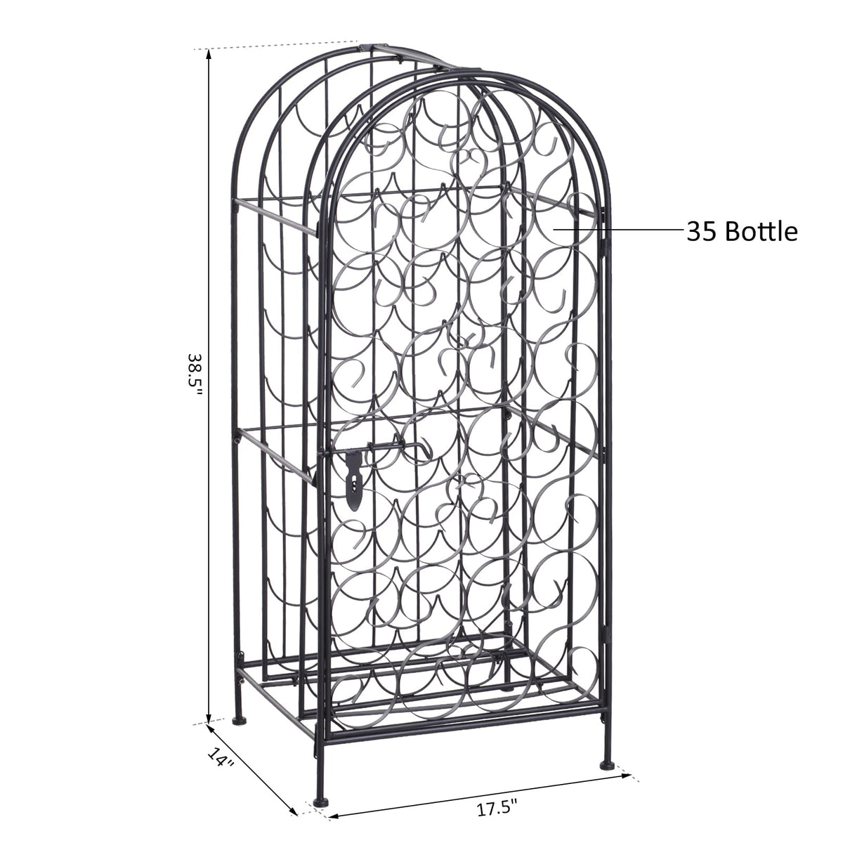 Black Iron Wine Rack Cabinet for Kitchen Storage and Dining Room