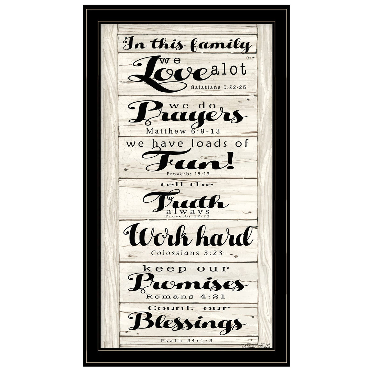 Ready to Hang Framed Print - Cindy Jacobs In This Family, Black Frame