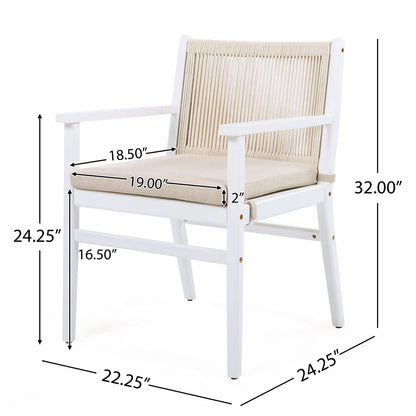 Acacia Wood Patio Dining Chairs Set of 2 for Garden Seating