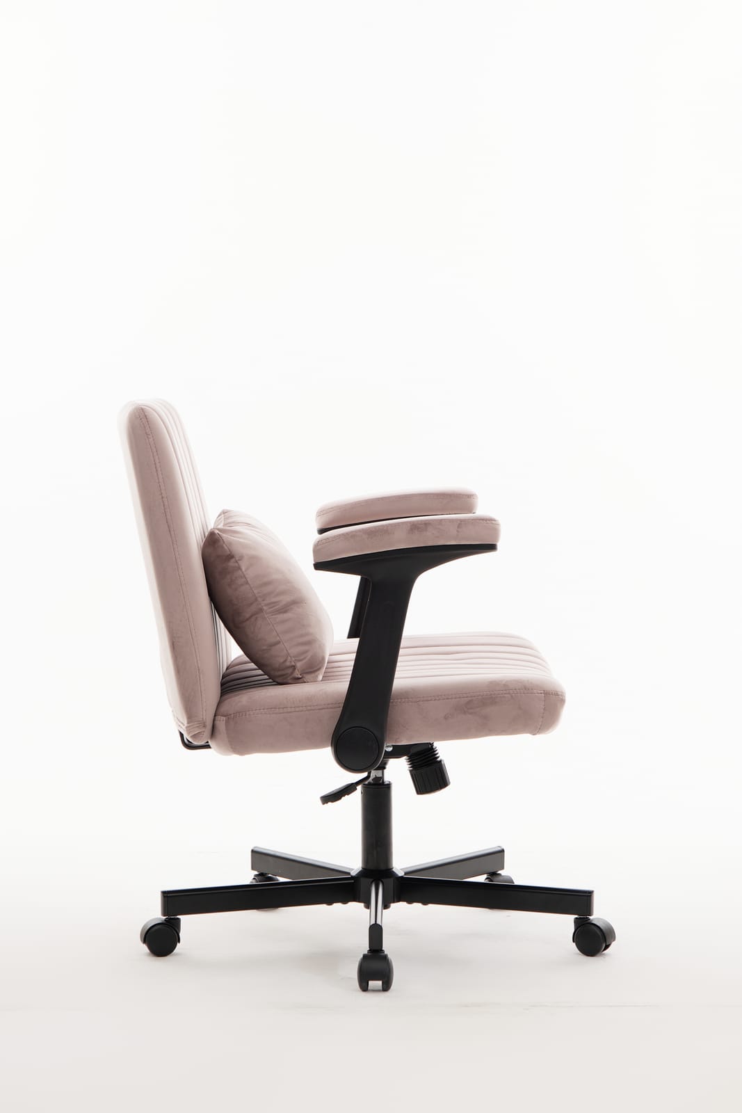 Pink Velvet Criss Cross Office Chair with Wheels for Home Office Comfort