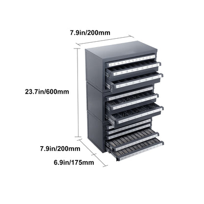 Gray Steel Drill Bit Dispenser Cabinet for Tool Storage