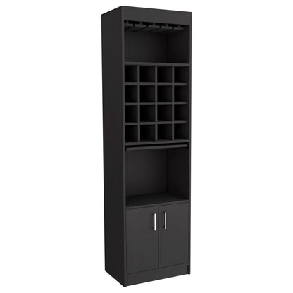 Kava Bar Cabinet - 16 Wine Rack, Black Storage