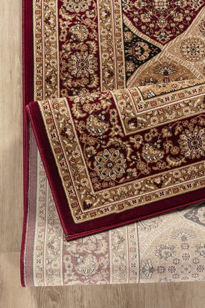 Red Oriental Polypropylene Area Rug, 87x63 inch Classic Design