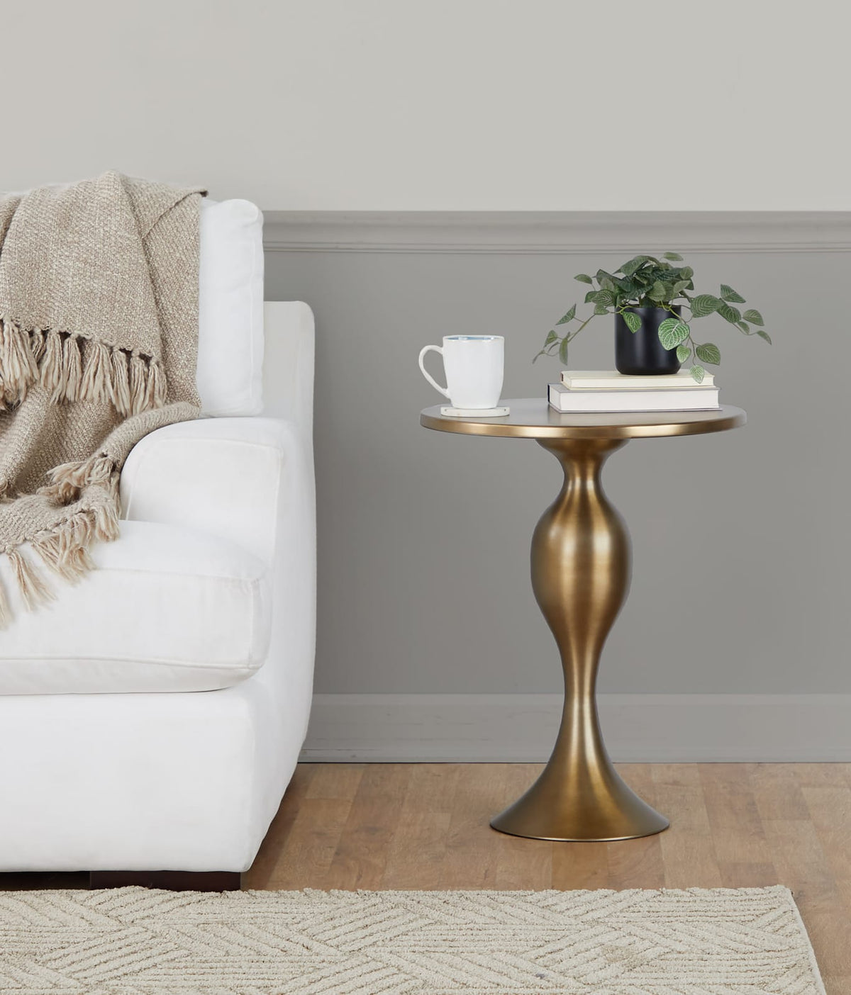 Bronze Metal Accent Table - 19" Round Top for Living Room