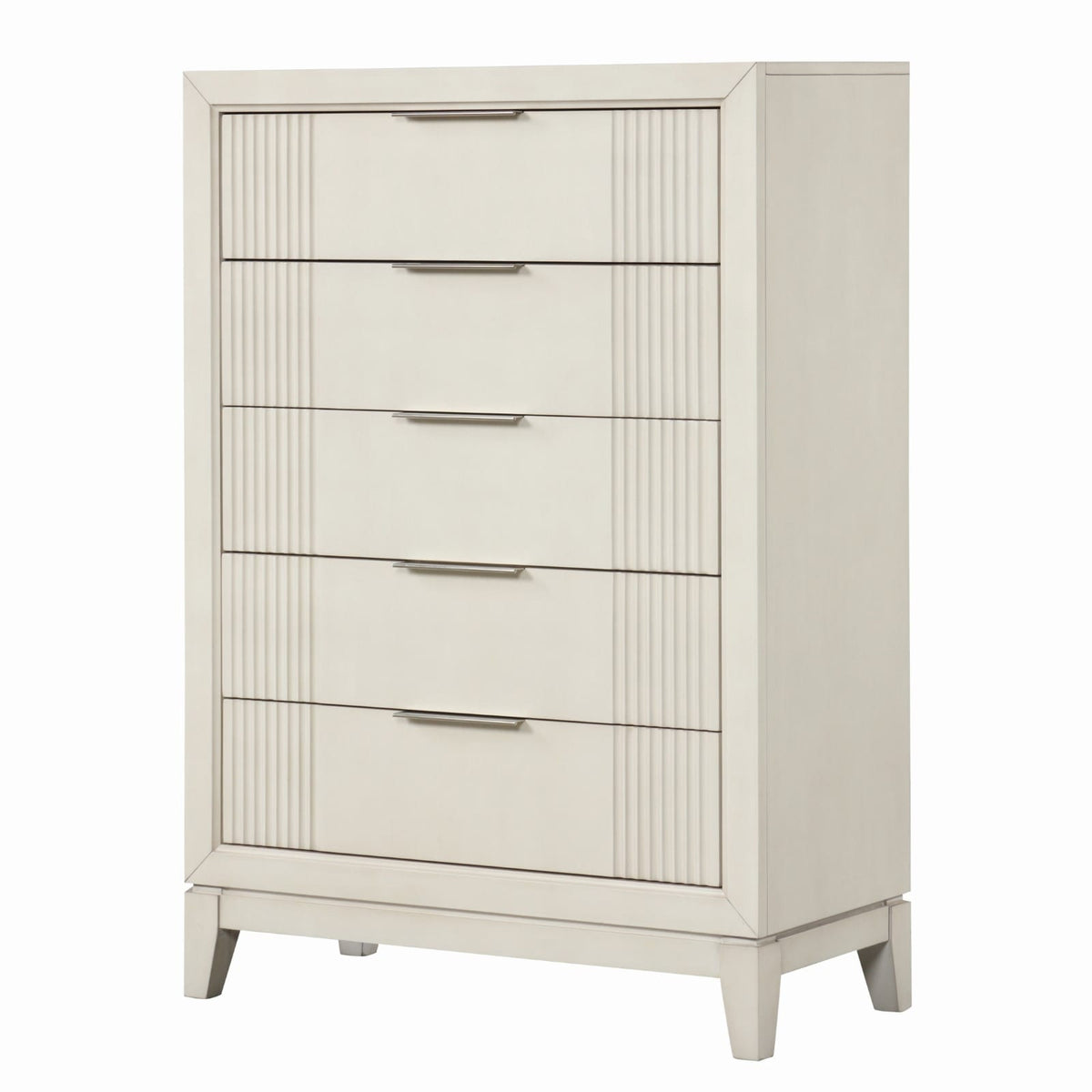 Antique White Solid Wood Chest - Transitional Bedroom Dresser