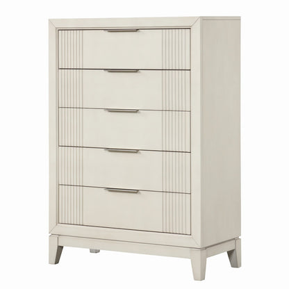 Antique White Solid Wood Chest - Transitional Bedroom Dresser