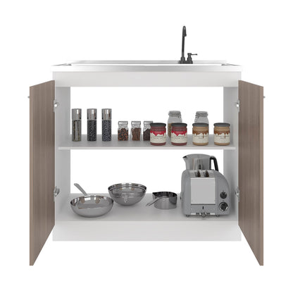 Light Espresso Kitchen Sink Cabinet with Faucet