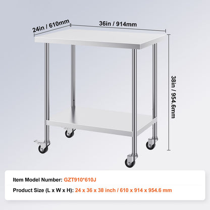 24 x 36 Stainless Steel Work Table - Silver for Living Room