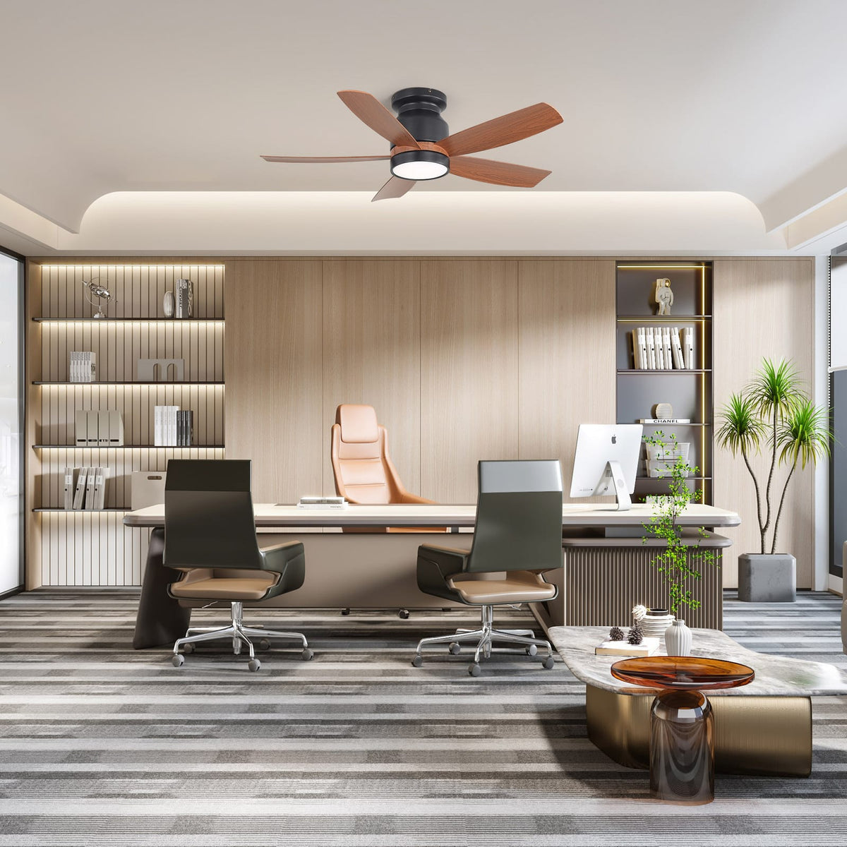 42 Inch Black Ceiling Fan with LED Light