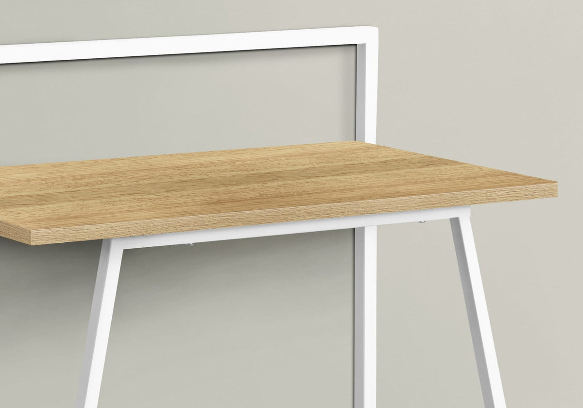 30" Natural Laminate Computer Desk - White Metal Base