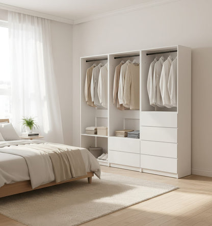 Prosper White Freestanding Walk-In Closet System - Wood & Melamine