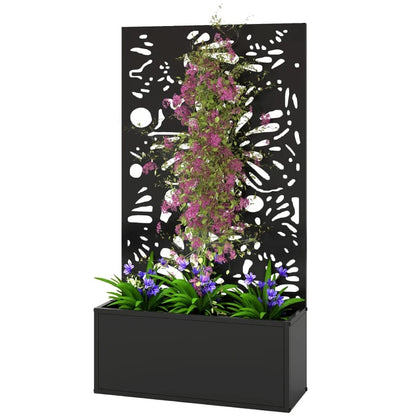 Black Metal Garden Planter for Patio or Poolside