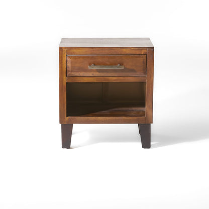 Acacia Wood Nightstand - 20" Brown Bedroom Table for Living Room