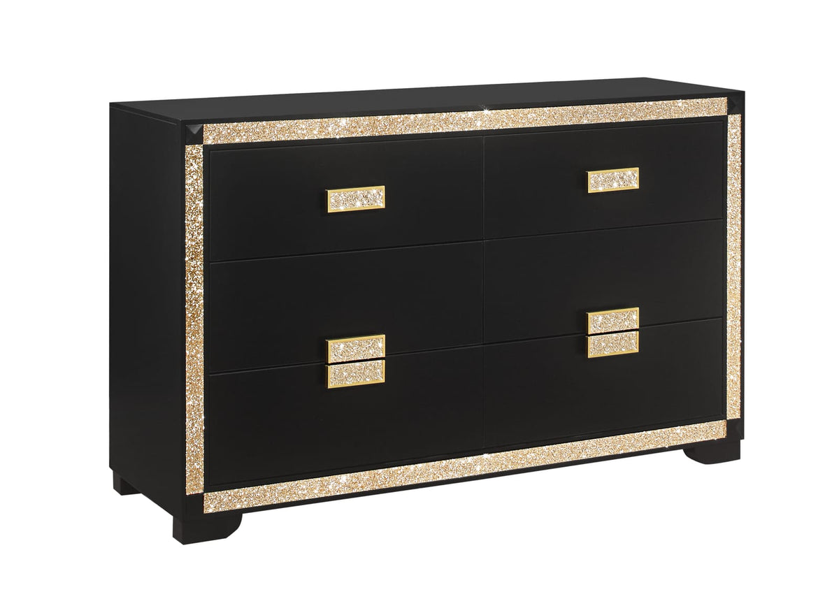 LIVELY BLACK/GOLD DRESSER - Black Contemporary Dresser