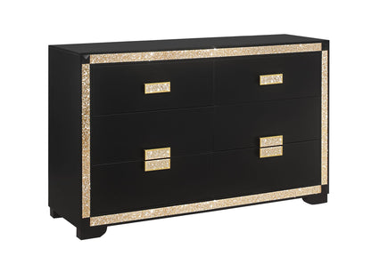 LIVELY BLACK/GOLD DRESSER - Black Contemporary Dresser