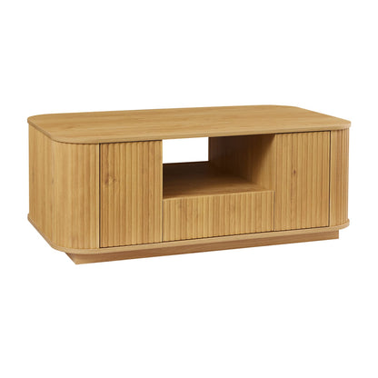 46.5" Natural MDF Coffee Table with Drawers & Storage for Living Room