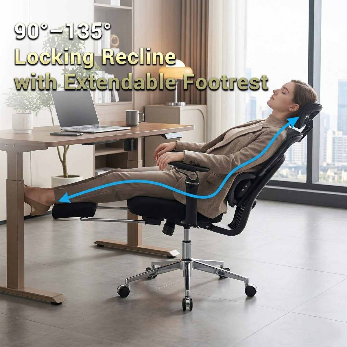 Black Mesh Ergonomic Office Chair - 6D Armrests