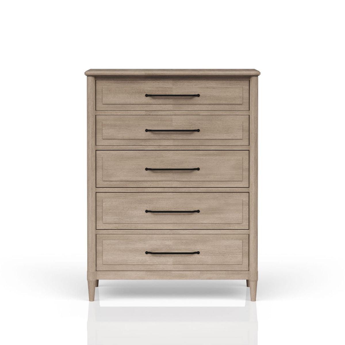 5 Drawer Chest Sand Finish - Solid Wood MDF Dresser