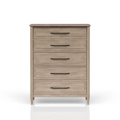 5 Drawer Chest Sand Finish - Solid Wood MDF Dresser