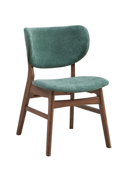 Mid-Century Modern Dining Chairs - Set of 2 Green Walnut Finish
