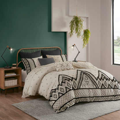 Colorful Queen Bedding Set - Cotton & Flax Duvet Cover