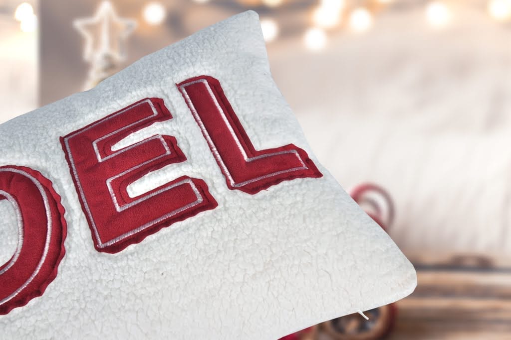 14x20" White Sherpa Noel Throw Pillow with Insert
