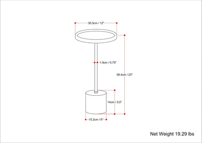 Black Marble & Mango Wood End Table - 12 Inch Round for Living Room
