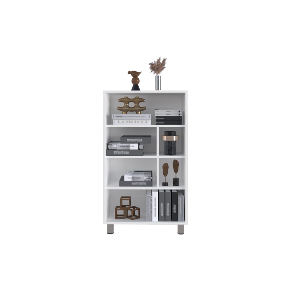 White Engineered Wood Bookshelf - 11.8 x 23.6 x 40.6", 4 Shelves for Living Room