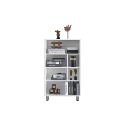 White Engineered Wood Bookshelf - 11.8 x 23.6 x 40.6", 4 Shelves for Living Room