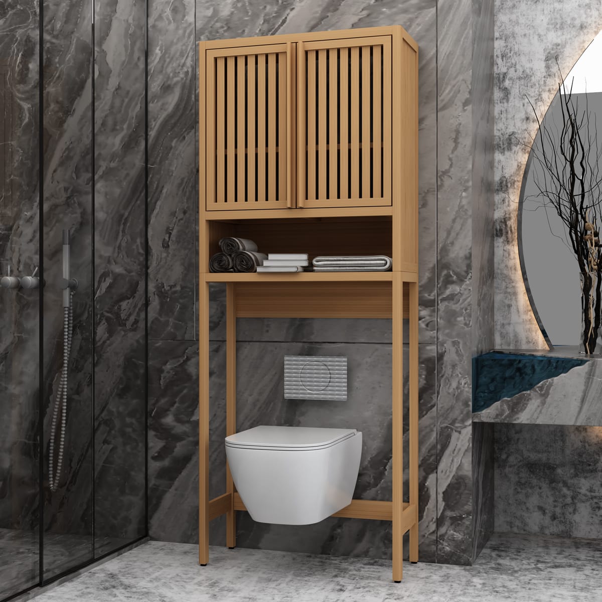 Bamboo Toilet Storage Rack - Maximize Bathroom Space for Living Room