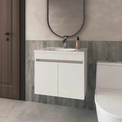 White Particle Board Bathroom Vanity with Storage for Renovation