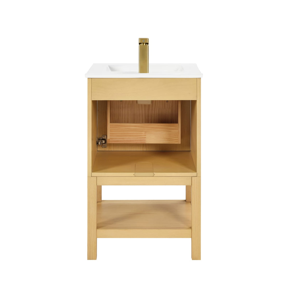 Natural Ash Bathroom Vanity - 20 Inch Solid Wood