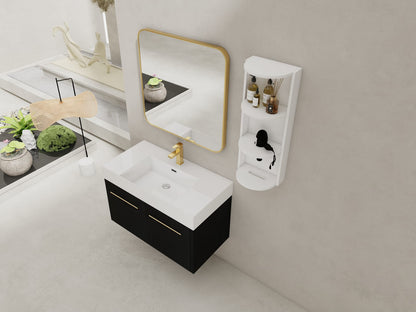 Modern Black Chestnut Bathroom Vanity with Storage Rack Plywood