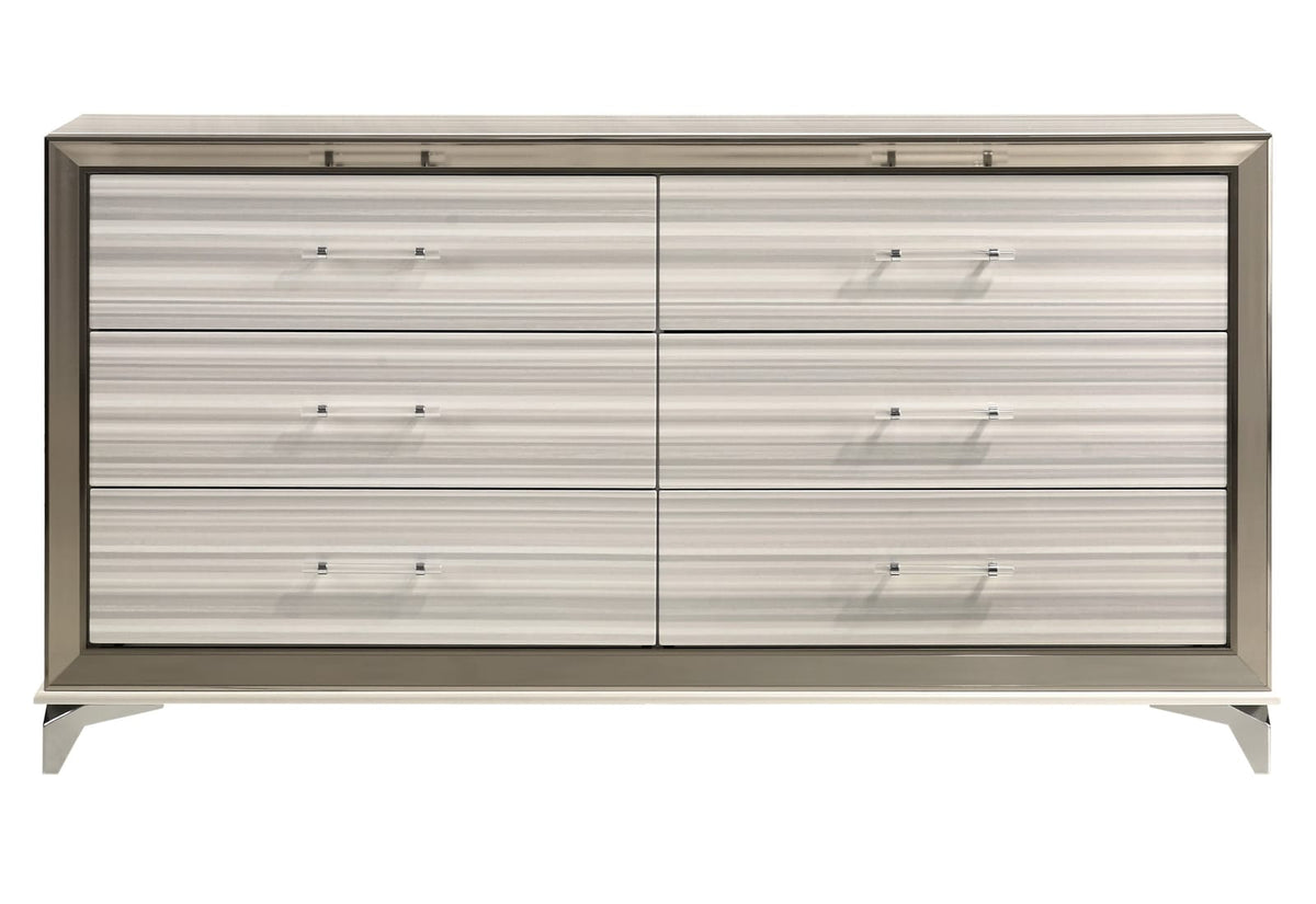 64" White Solid Wood MDF Dresser Bedroom Storage